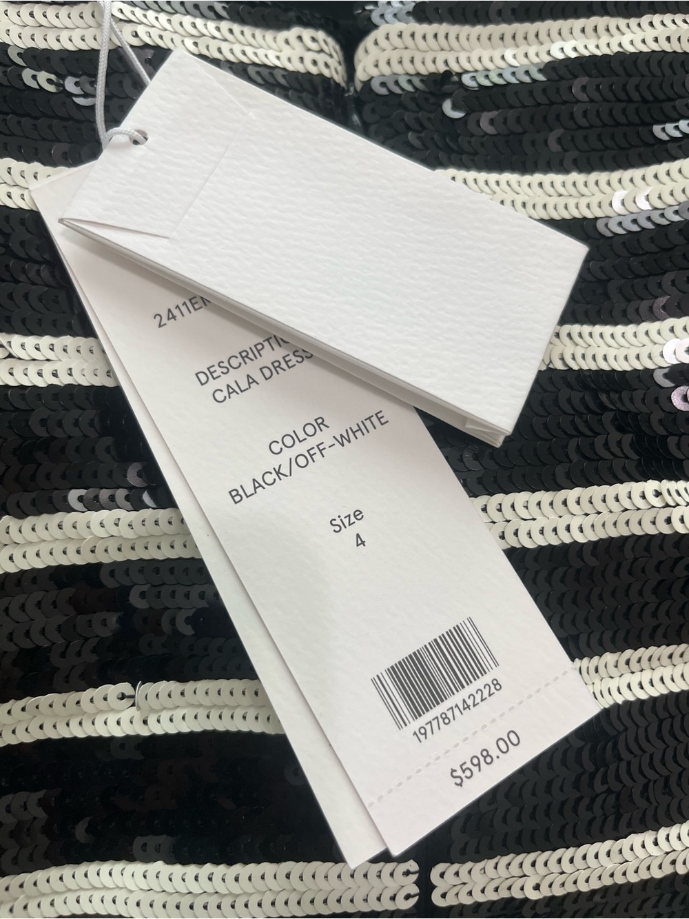 Veronica Beard Black and White Sequin Stripe Strapless Mini Dress - Picture 6 of 6